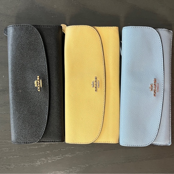 THREE Coach Wallets (yellow, blue, and black) - Picture 1 of 5
